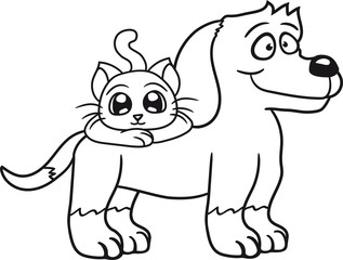freunde 2 team paar katze kätzchen stehen warten gehorsam lustig hund welpe süß niedlich haustier comic cartoon