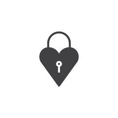 Heart padlock icon vector, filled flat sign, solid pictogram isolated on white. Symbol, logo illustration.
