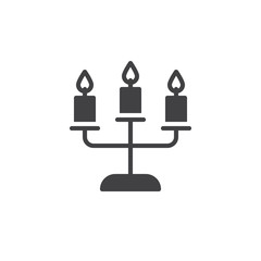 Candelabra with candles icon vector, filled flat sign, solid pictogram isolated on white. Symbol, logo illustration.
