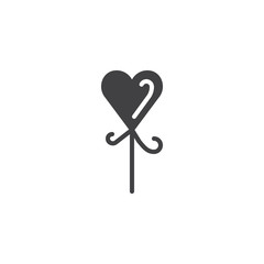 Heart lollipop icon vector, filled flat sign, solid pictogram isolated on white. Symbol, logo illustration.