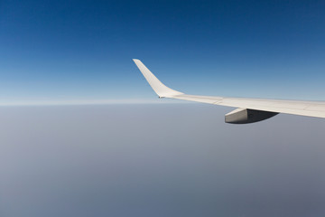 view from the airplane window, cloud wing, dimensions.
