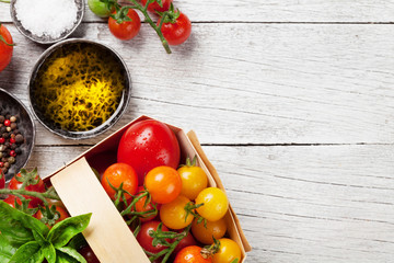 Tomatoes, basil, olive oil and spices