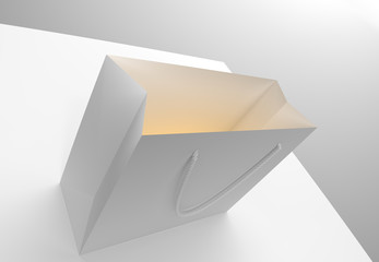 Blank Simple White Shopping Bag on White