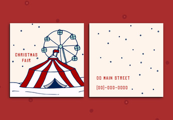 Christmas Fair Card with Big Top Tent and Ferris Wheel Illustrations
