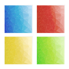set of four colorful geometrical backgrounds with triangle networking texture