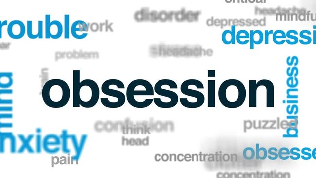 Obsession animated word cloud, text design animation.