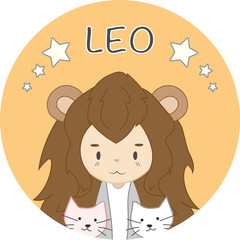 Cute Zodiac Sign - Leo - Vector illustration