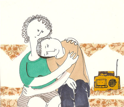  woman and sad man