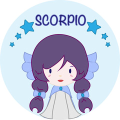 Cute Zodiac Sign - Scorpio - Vector illustration