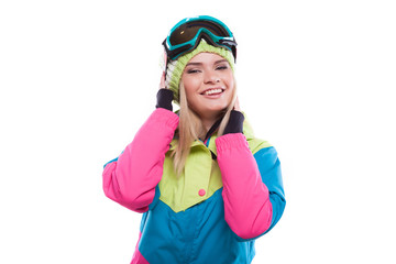 pretty young woman in ski outfit