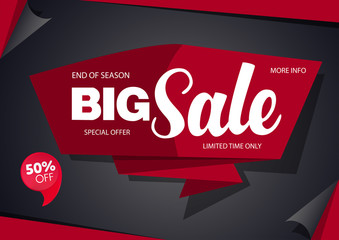 Sale banner template design black with red - obrazy, fototapety, plakaty