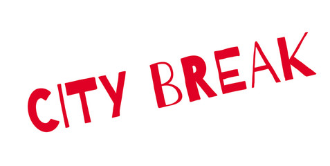 City Break rubber stamp. Grunge design with dust scratches. Effects can be easily removed for a clean, crisp look. Color is easily changed.