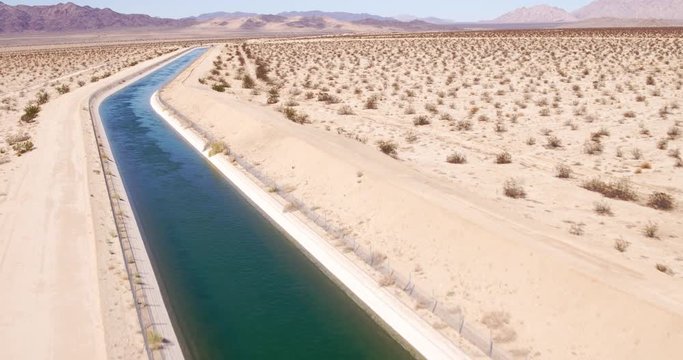 Aerial View of Aqueduct In Desert