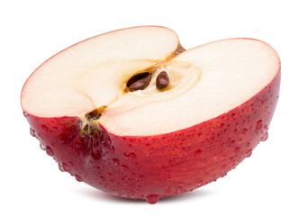 half of red apple in water drops isolated on a white background © Iurii Kachkovskyi