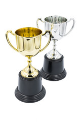 Gold and silver winner cup isolated on white background