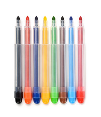 Row of colorful felt tip pens