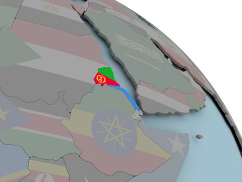 Map of Eritrea with flag