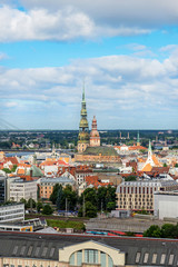 aerial view of Old Town from Academy of Sciences, Riga, Latvia