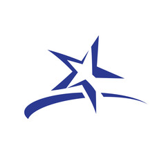 elegant star with curved line, star symbol, symbol design, isolated on white background.