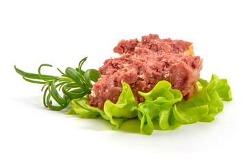 Beef stew with herbs, isolated on white background