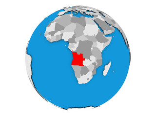 Angola on globe isolated