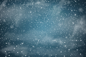 Winter landscape with Falling Christmas snow. Snowflakes, snowfall. Vector illustration.