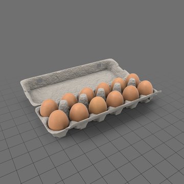 Open container with a dozen eggs