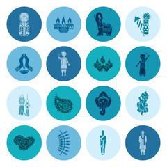 Diwali. Indian Festival Icons