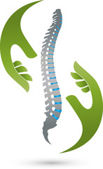 Wirbelsäule, Hände, Physiotherapie, Orthopädie, Logo