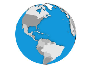 Puerto Rico on globe isolated