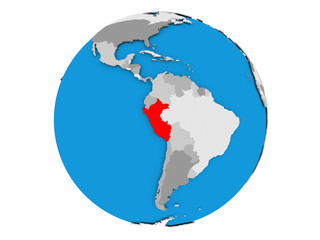 Peru on globe isolated