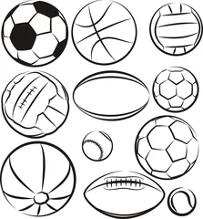 Crédence de cuisine en verre imprimé Sports de balle boules - ensemble de contours vectoriels