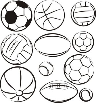balls - vector outlines set