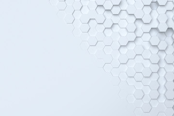 White hexagonal abstract 3d background