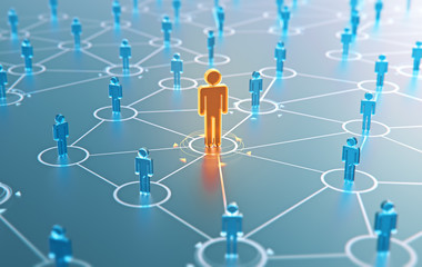 3d render human social network and leadership as concept.