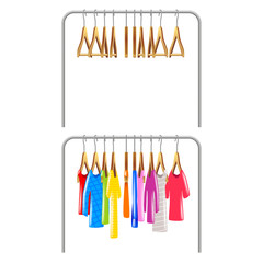 clothing on hangers isolated vector