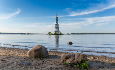 Drowned Church in Kalyazin, Volga River, Russia