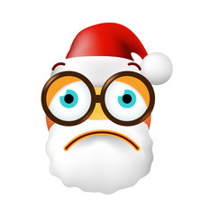 Christmas Time . Cute Sad Emoticon on White Background . Isolated Vector Illustration 