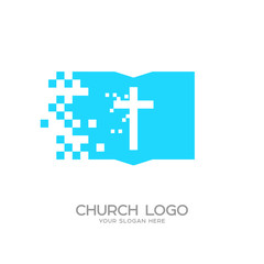 Obraz premium Church logo. Christian symbols. The Cross of Jesus Christ and the Holy Scripture