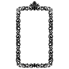 Vintage border frame engraving with retro ornament pattern in antique baroque style decorative design. Vector