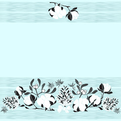 Christmas  background  with cones, mistletoe and cotton.  Can be greeting card, invitation, design element.