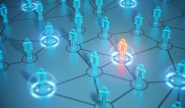 3d render human social network and leadership as concept.