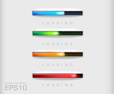  vector progress bar and loading different colors  file on a light background
