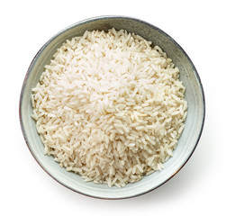Bowl of raw long grain rice