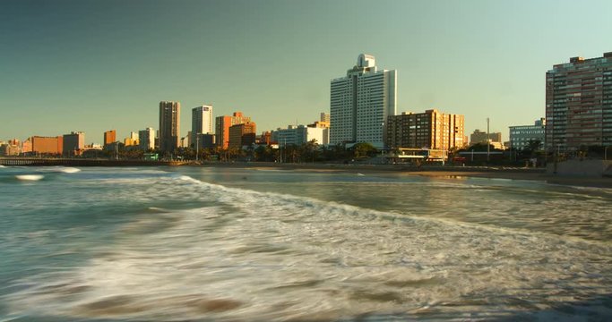 Timelapse of the city Durban from South Beach, South Africa.