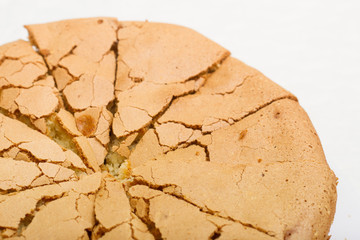 Freshly baked cake on a white plate