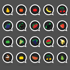 fruit speech bubble set illustration