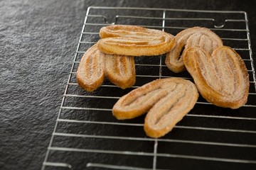 Fresh baked cookies on baking tray