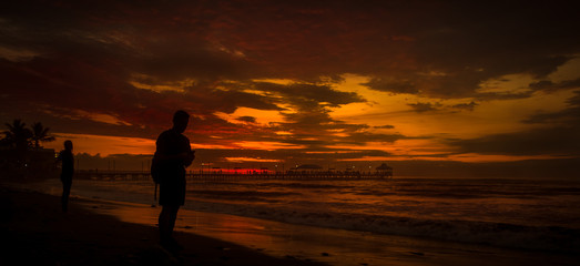 Fototapeta premium Silhouette and sunset