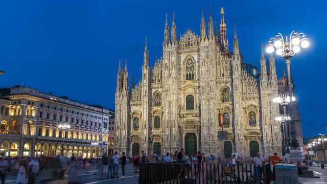 Milan Cathedral day to night timelapse Duomo di Milano is the gothic cathedral church of Milan, Italy.